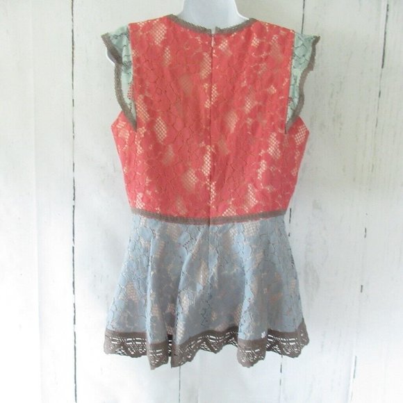 Sundance Top M Medium Lace Flutter Short Sleeve Boho Peasant - Picture 3 of 6
